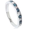 Pompeii3 1/2ct Blue & White Diamond Channel Set Wedding Ring 14K White Gold - 4 of 4