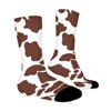Brown Cow Skin Women Printed Crew Socks Funny Funky Socks Soft Polyester Novelty Gifts for Artists Men - 3 of 4