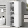 Akoasm 71.25 in. H MDF Double-Door Storage Cabinet with Adjustable Shelves for Bathroom & Office-White - 2 of 4