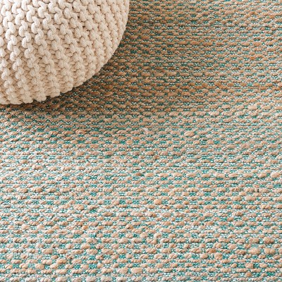 Natural Green Handwoven Geometric Wool Area Rug