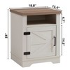 Kumasinova Farmhouse Wooden Nightstand with Barn Door,24" Bedside Table with Storage,Rustic Night Stand for Living Room,Bedroom Furniture,White+Oak - 2 of 4