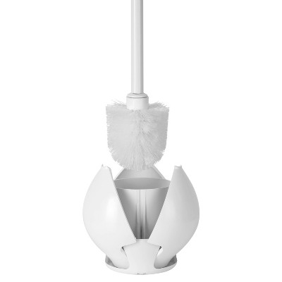 White Plastic Tulip Toilet Brush with Holder