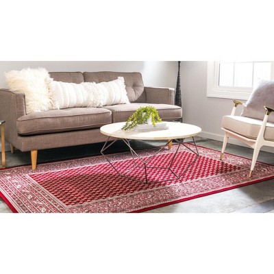 Modern Oriental Geometric 10' x 13' Red Indoor Area Rug