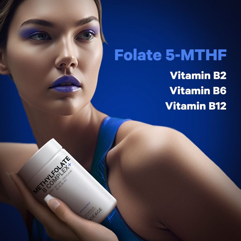 Codeage Methylfolate B Complex, Methylated Folate, Betaine, Riboflavin, Vitamin B6 & Vitamin B12 Supplement - 120ct, 5 of 11