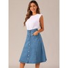 INSPIRE CHIC Womens' Stretchy High Waist Buttons Front Flowy Midi A-Line Skirts with Pocket - 2 of 4