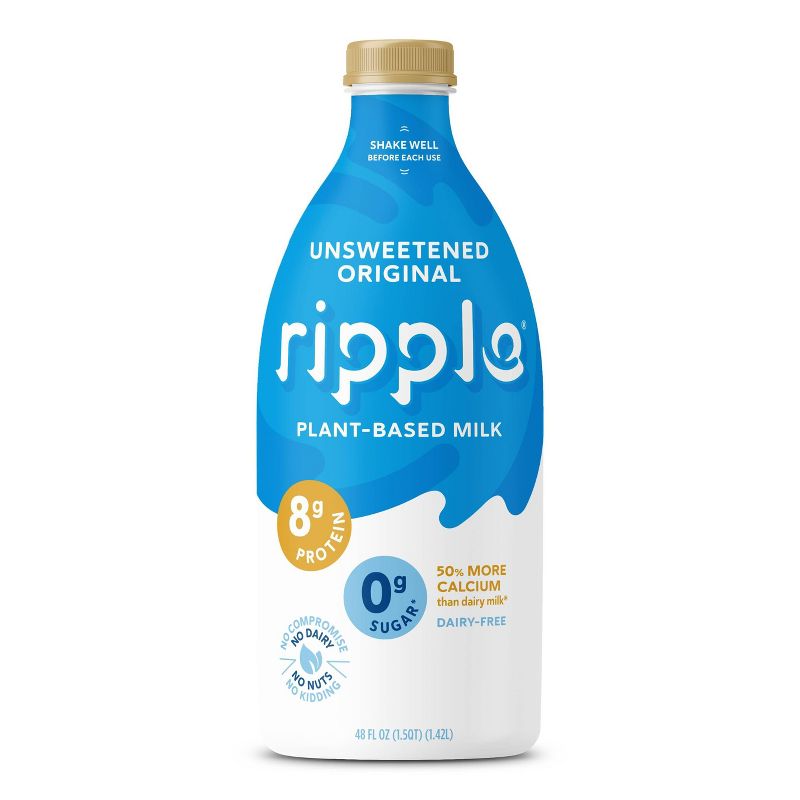 Ripple Dairy-Free Unsweetened Original Milk - 48 fl oz, 1 of 8