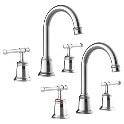 Classical Bathroom faucets for Sink 3 Holes, 8 inch Bathroom Faucet, Widespread Brushed Nickel Bathroom Faucet  (Chrome 2 Packs)