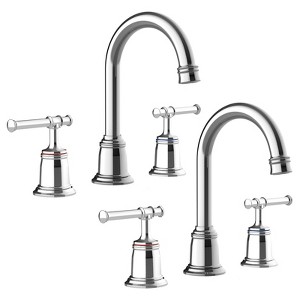 Classical Bathroom faucets for Sink 3 Holes, 8 inch Bathroom Faucet, Widespread Brushed Nickel Bathroom Faucet  (Chrome 2 Packs) - 1 of 4
