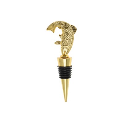 Unique Bargains Bottle Stoppers Goldfish Zinc Alloy Silicone Gold Tone Black 4.33"x1.57"x0.79" 1 Pc