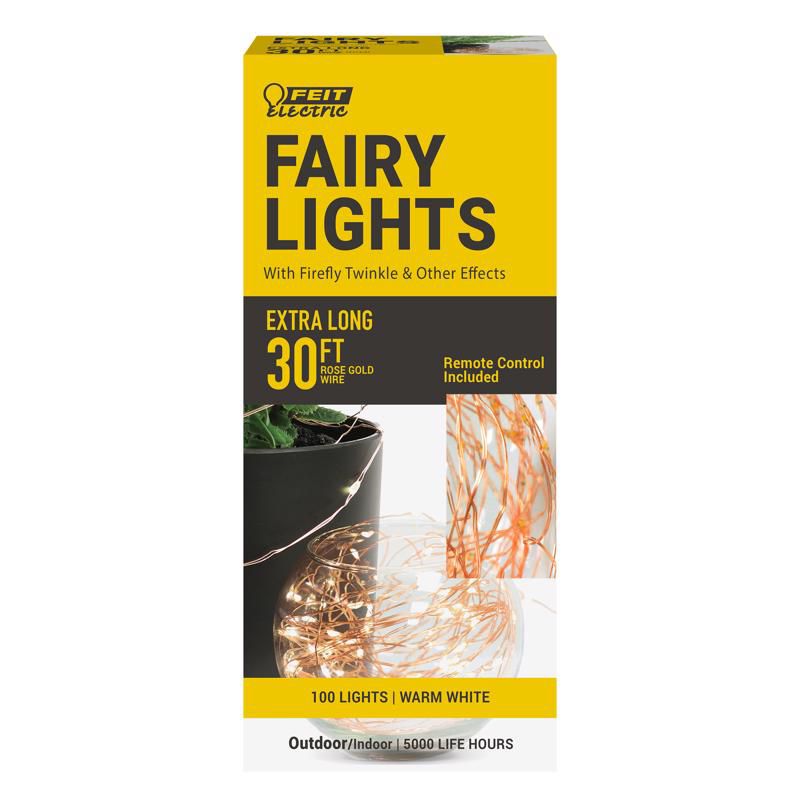 Feit Electric LED Fairy String Lights Warm White 30 ft. 100 lights, 1 of 2