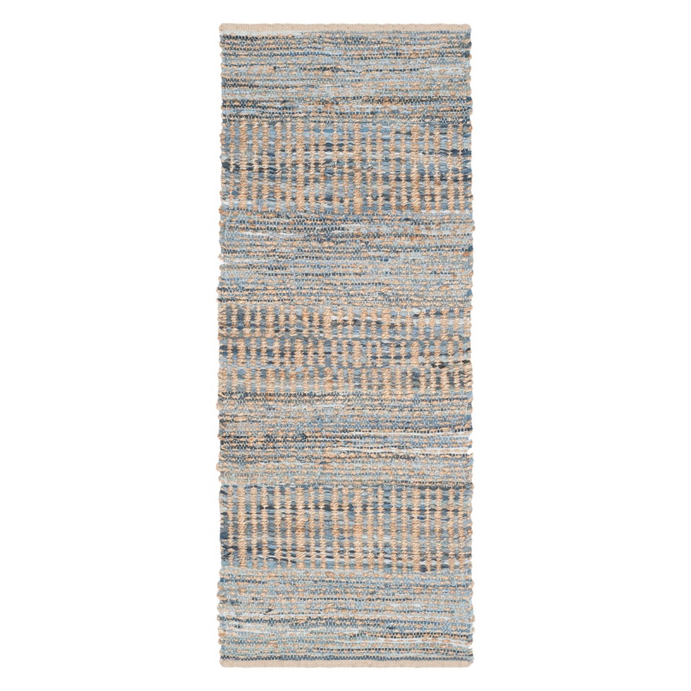 2'3inx10' Runner Solid Natural/Blue - Safavieh