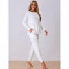 cheibear Women's Sweatshirt Jogger Lounge Set Long Sleeve Knit Round Neck Pajama Tracksuit - 2 of 4