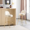 Modern Metal Counter Height Barstools,Upholstered Bar Stools with Footrest and Metal Base,Low Backrest Bar Counter Barstools-Coolbibila - 2 of 4