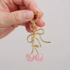 Anna-Kaci Gold Bow Keychain with Pink Cherry Charms and Heart Clasp - Pink - 2 of 4