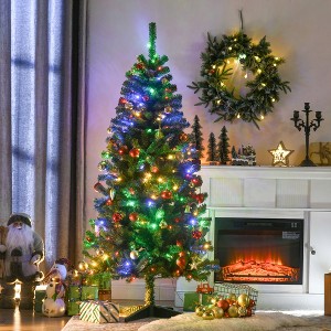 LOVMOR 6ft Tall Prelit Artificial Christmas Tree Holiday D¨¦cor with 584 Branches, 212 Warm White or Colorful LED Lights, Auto Open - 1 of 4