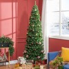 HOMCOM 7 FT Artificial Christmas Tree with Stand, Pencil Xmas Tree with Halloween Style, Holiday Home Indoor Decoration for Party, Green - 3 of 4