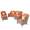 XIZZI 5 Pieces Wicker Furniture, Outside Conversation Set, 3-Seat Sofa with Cushion, High Back Rattan Chairs and Ottomans for Garden Backyard - 2 of 4