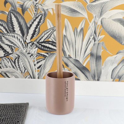 Evideco French Home Goods Stylish Toilet Brush and Holder Set with Natural Bamboo handle