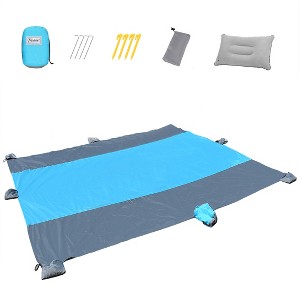 Tirrinia Beach Blanket Sandfree 10x9 ft Extra Large Size Waterproof Sandproof Travel Map for 7 Adults Outdoor Portable Accessories Camping Hiking Mat - 1 of 4