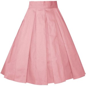 Women's Vintage Floral Midi Skirt - Pleated A-Line Skirt with Pockets Blush - 1 of 4