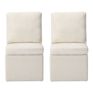 WestinTrends Soho Modern Upholstered Chenille Armless Dining Chairs With Casters (Set of 2) - 1 of 4