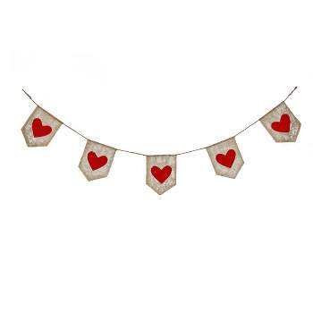 National Tree Company 6' Red Hearts Jute Garland, Valentine's Day Collection