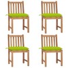 vidaXL Solid Teak Wood Garden Chair Set - 4 pcs Patio Chairs with Cushions, Weather Resistant Outdoor Seating, Fine Sanded Finish, Assembly Required - 2 of 4