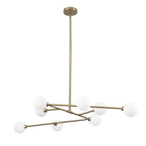 PAKOKULA Modern 8-Light Gold Branch Sputnik Chandelier with Globe Opal Glass Shades - 1 of 4