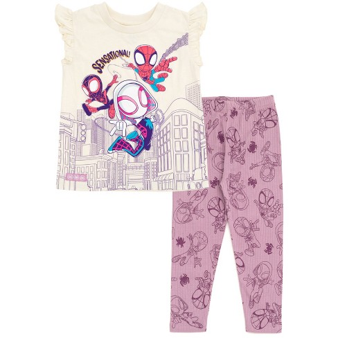 Marvel Spidey And His Amazing Friends Spider-man Ghost-spider Girls T-shirt  And Leggings Set Toddler To Little Kid : Target