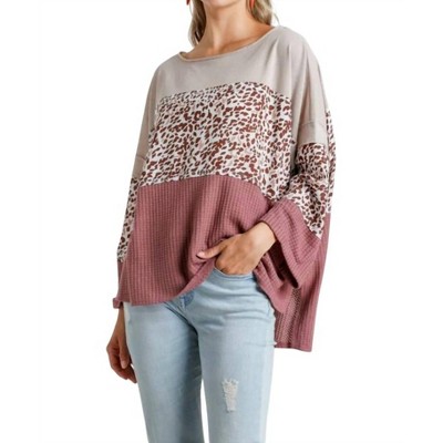 Women's Color Block Waffle Knit Top - umgee