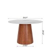 39" Modern Round Pedestal Dining Table with Glossy Faux Marble Top, Small Kitchen Table for 2-4,Indoor Small Bistro Table–The Pop Home - 4 of 4