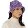 Anna-Kaci Women's Crochet Bucket Hat Retro Sunburst Pattern Knit Handmade Foldable Floppy Beach Hat - 3 of 4