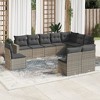 vidaXL Garden Sofa Set Gray PE rattan, powder-coated steel, fabric Large - 2 of 4