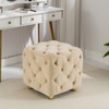 FONTOI Modern Velvet Upholstered Ottoman, Square Foot Stool, Dressing Makeup Chair, End Table for Living Room Bedroom, Beige, 18.1"*18.9"*18.1" - 4 of 4