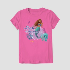 Girls' The Little Mermaid Short Sleeve Graphic T-Shirt - Pink - 1 of 2