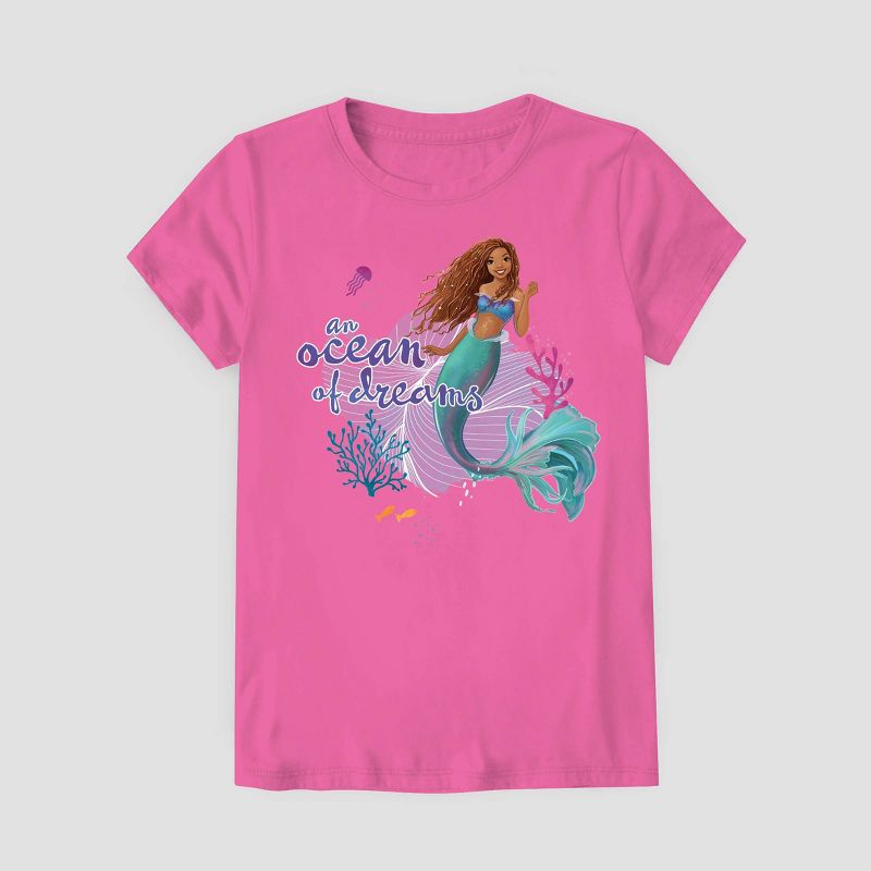 Girls' The Little Mermaid Short Sleeve Graphic T-Shirt - Pink, 1 of 3