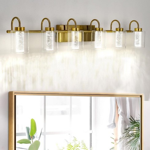 Whizmax Bathroom Light Fixture, Brushed Gold Vanity Lamps, Crystal Glass, Dimmable, Suitable for Bathroom Hallway Kitchen Bedroom Living Room - image 1 of 4