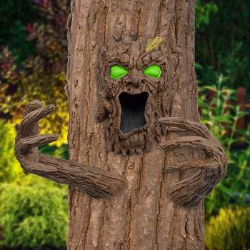 Esterno Tree Bark Monster Yard Decor; Bark Face Tree Person Decor for Garden and Halloween