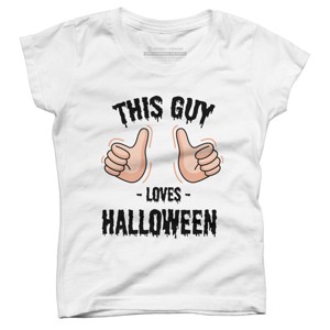 Girl's Design By Humans This Guy Loves Halloween By MultimediaOne T-Shirt - 1 of 3