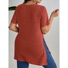 Coolmee Womens Plus Size Short Sleeve Shirts Casual Loose Fit Ribbed Side Slit Tunic Tops - 2 of 4