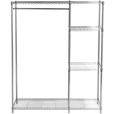 Betsy Chrome Adjustable Wire Garment Rack with Shelves