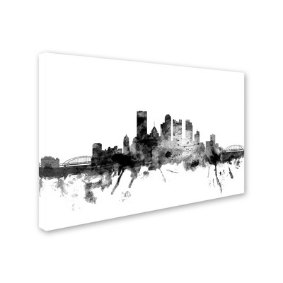 Trademark Fine Art -Michael Tompsett 'Pittsburgh PA Skyline B&W' Canvas Art
