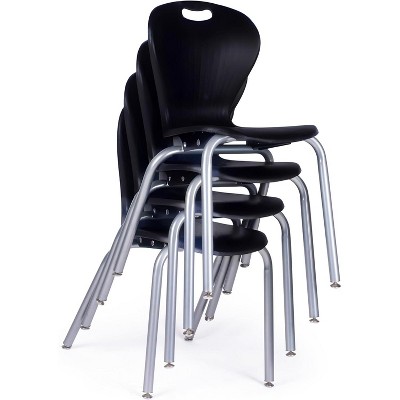 School Student Stack Chair - Ergonomic Molded Seat Shell with Robust Riveted Frame - for Classrooms in Home Learning of Office - Pack of 4 Chairs