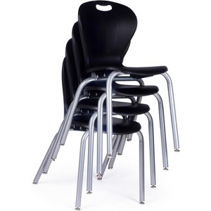 School Student Stack Chair - Ergonomic Molded Seat Shell with Robust Riveted Frame - for Classrooms in Home Learning of Office - Pack of 4 Chairs - 1 of 4