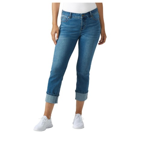 DressBarn Women's Westport Signature 5 Pocket Girlfriend Jeans With  Selvedge Cuff, Medium Wash - 16