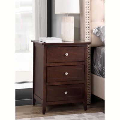 Daniel Cappuccino 3-Drawer Solid Wood Nightstand