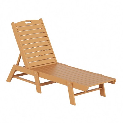 Teak Poly Adjustable Outdoor Patio Reclining Chaise Lounge Chair