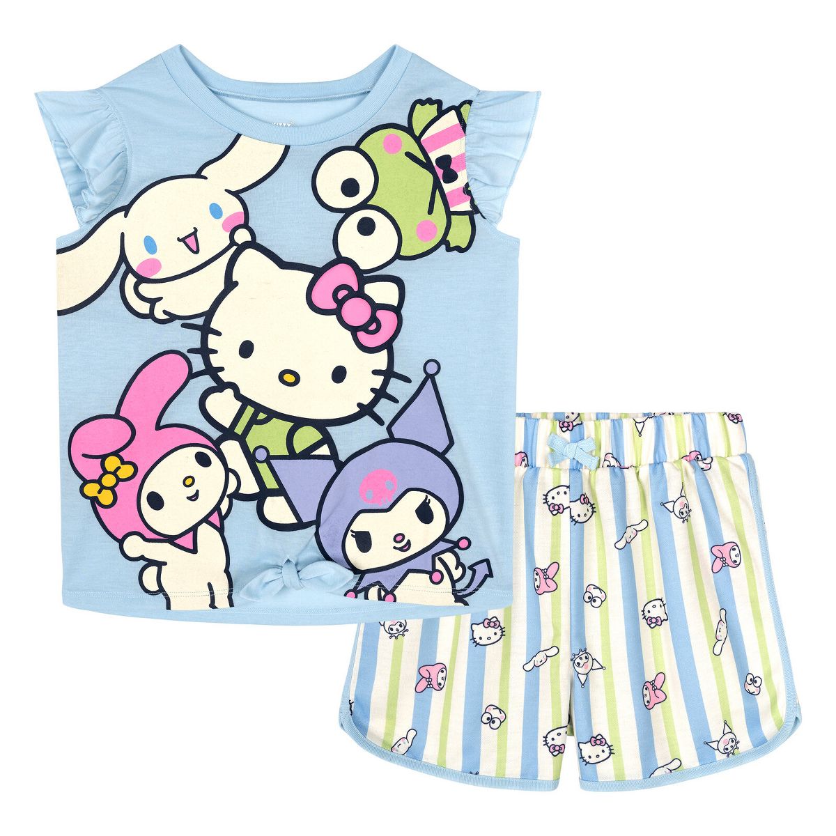 Hello Kitty T-Shirt and French Terry Dolphin Shorts Outfit Set Little Kid to Big Kid