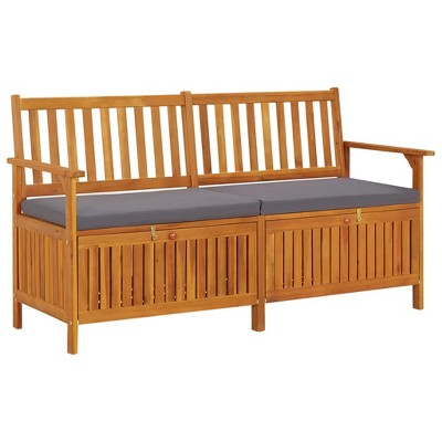 vidaXL Bench Black Solid Acacia wood Large Storage Bench Rectangular