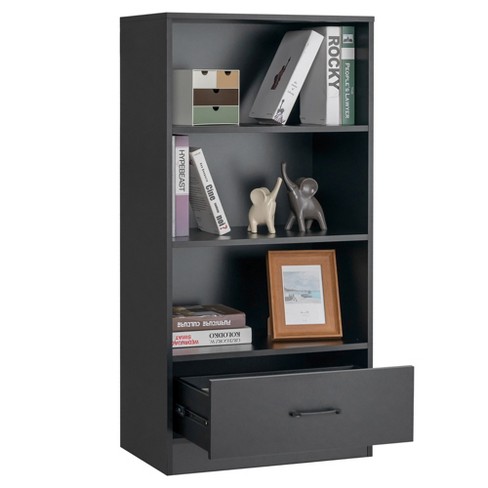 Costway 48'' Tall 4-tier Storage Shelf Wood Bookcase W/drawer Home  Organizer Display Rack : Target